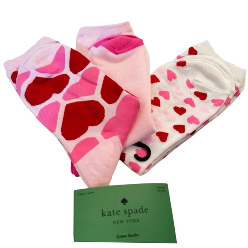 Kate Spade New York “Hearts” 3pk. Crew Socks (NWT) (Shoe Size: 4-10) - Picture 8 of 10